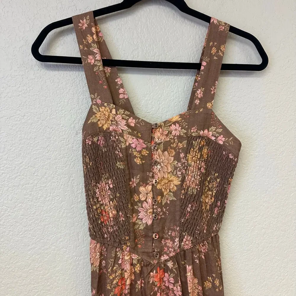 Spell meadowland linen brown midi sundress xxs - Picture 6 of 9